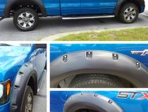 Fender Flares For 09-14 Ford F150 Only For Styleside Models Paintable Smooth Matte Black Pocket Bolt-Riveted Style Set 4 Piece Tyger Auto