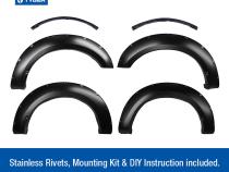 Fender Flares For 17-22 Ford F250 F350 Super Duty Smooth Paintable Matte Black Pocket Bolt-Riveted Style Set 4 Piece Tyger Auto