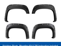 Fender Flares For 07-13 GMC Sierra 1500 For Short Bed Paintable Smooth Matte Black Pocket Bolt-Riveted Style Set 4 Piece Tyger Auto