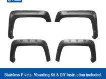 Fender Flares For 16-18 GMC Sierra 1500 For Fleetside Models Paintable Smooth Matte Black Pocket Bolt-Riveted Style Set 4 Piece Tyger Auto