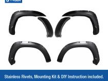 Fender Flares For 05-11 Toyota Tacoma Fleetside 73.5 Inch Fleetside Bed Paintable Smooth Matte Black Pocket Bolt-Riveted Style Set 6 Piece Tyger Auto