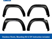 Fender Flares For 14-22 Toyota 4Runner Excl Limited Smooth Paintable Matte Black Pocket Bolt-Riveted Style Set 4 Piece Tyger Auto
