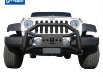 Front Bumper Guard For 10-18 Jeep Wrangler JK 2 Door and 4 Door Excl. Winter Edition Textured Black Light Mount Bull Bar Tyger Auto