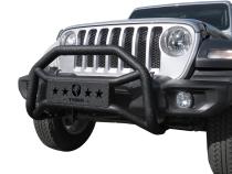Front Bumper Guard For 18-22 Jeep Wrangler JL and 20-22 Jeep Gladiator Textured Black Light Mount Bull Bar Tyger Auto