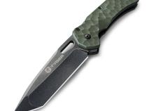Folding Pocket Knife Stone-washed AUS-8 Steel Blade W/Black Titanium Ion Carbide Coating Green G-10 Handle Tyger Auto