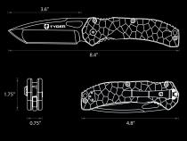 Folding Pocket Knife Stone-washed AUS-8 Steel Blade W/Black Titanium Ion Carbide Coating Green G-10 Handle Tyger Auto