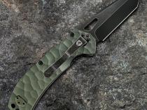 Folding Pocket Knife Stone-washed AUS-8 Steel Blade W/Black Titanium Ion Carbide Coating Green G-10 Handle Tyger Auto