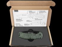 Folding Pocket Knife Stone-washed AUS-8 Steel Blade W/Black Titanium Ion Carbide Coating Green G-10 Handle Tyger Auto