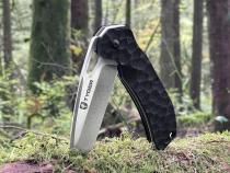 Folding Pocket Knife Stone-washed AUS-8 Steel Blade Black G-10 Handle Tyger Auto
