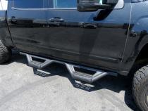 Lander Drop Step Running Boards For 07-18 Silverado/Sierra 1500 07-19 2500HD/3500HD Crew Cab Textured Black Tyger Auto