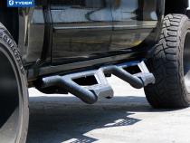 Lander Drop Step Running Boards For 07-18 Silverado/Sierra 1500 07-19 2500HD/3500HD Crew Cab Textured Black Tyger Auto