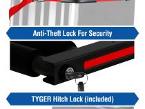 Folding Hitch-Mounted Ski/Snowboard Rack Fits 2 Inch or 1.25 Inch Receiver Carries 6 Pair Skis or 4 Snowboards Tyger Auto