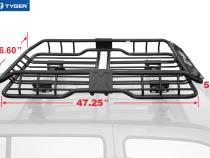 Heavy Duty Roof Mounted Cargo Basket Rack L47 Inch x W 37 Inch x H 6 Inch Roof Top Luggage Carrier With Wind Fairing Tyger Auto