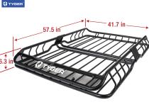 Heavy Duty Roof Mounted Cargo Basket Rack L57.5 Inch x W41.7 Inch x H6.3.0 Inch Roof Top Luggage Carrier With Wind Fairing Tyger Auto