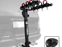 Deluxe 4-bike Carrier Rack For both 1-1/4 Inch and 2 Hitch Receiver With Hitch Pin Lock and Cable Lock Soft Cushion Protector Tyger Auto