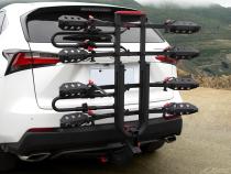 Deluxe 4-Bike Hitch Mounted Bicycle Platform Carrier Rack Free Hitch Lock Fits 2 inch Receivers Soft Cushion Protector Tyger