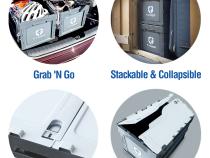 55 Liter Collapsible Stackable Utility Organization Storage Bin with Lid Gray/White 2 Pack Tyger Auto
