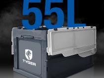 55 Liter Collapsible Stackable Utility Organization Storage Bin with Lid Gray/White 2 Pack Tyger Auto