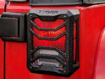 Tail Light Guards Covers For 07-18 Jeep Wrangler JK Textured Black Cast Aluminum Alloy Powder Coated Tyger Auto