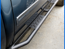 Trax Side Steps Compatible with 07-18 Chevy Silverado GMC Sierra 1500; 07-19 2500 3500HD; 19 LD / Limited Crew Cab Textured Black Drop Step Rail Running Board Tyger Auto