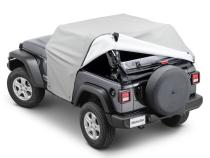 Full Door Cab Cover 2018-2024 Jeep JL Wrangler 2Dr W/Factory Soft Top Folded Down Gray Denim MasterTop