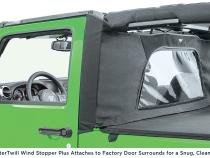 Jeep JK Combo For Soft Top Equipped Cable Style Bimini Top For 07-09 Wrangler JK 2 Door w/s Header WindStopper Plus and Tonneau MasterTop