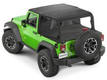 Jeep JK Combo For Soft Top Equipped Cable Style Bimini Top For 10-18 Wrangler JK 2 Door w/s Header WindStopper Plus and Tonneau MasterTop
