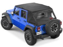 Jeep JK Combo For Soft Top Equipped Cable Style Bimini Top Plus 10-18 Wrangler JK 4 Door w/s Header WindStopper Plus and Tonneau MasterTwill MasterTop