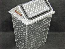 RaceMates Large Trash Can Waste Receptacle with Swinging Lid / Diamond Tread Aluminum / Owens Products