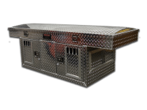 Dog Box Hunter Series Double Compartment with Top Storage / Crossover / 71 W x 27 D x 25 H / Standard Vents / Diamond Tread Aluminum / Owens Products