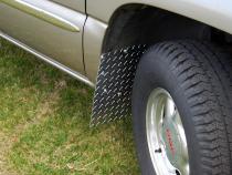Mud Flaps Owens Classic Aluminum Mudflaps / Rectangular / Diamond Tread Aluminum / Universal Fit / 10 x 16 / Bright / Owens Products