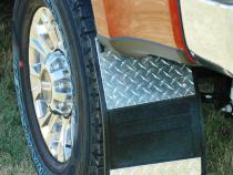 Mud Flaps Classic Universal Single Rear Wheel Rubber Mudflaps / Diamond Tread Aluminum Inserts / Universal Fit / 12 x 18 / Owens Products