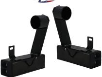 2013-Current Dodge Ram 2500 Hitch Bar Reverse 7in LED Flood Lighting Heavy Duty Bolt-On Blacked Out Kit with Heated Lens and Dual End Light Cap