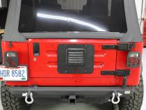Jeep TJ Tailgate Plate 97-06 Wrangler TJ Black Textured Powercoat Aluminum BackSide Series Fishbone Offroad