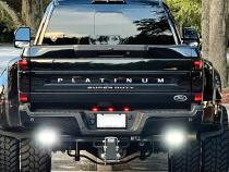 2011-2016 Ford F250-F450 Super Duty Hitch Bar Reverse 7in LED Flood Lighting Heavy Duty Bolt-On Street Series Kit and Single End Light Cap