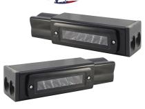 2017-Current Ford F250-F450 Super Duty Hitch Bar Reverse 7in LED Flood Lighting Heavy Duty Bolt-On Blacked Out Kit with Heated Lens and Single End Light Cap