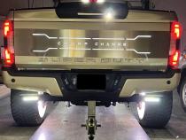 2017-Current Ford F250-F450 Super Duty Hitch Bar Reverse 7in LED Flood Lighting Heavy Duty Bolt-On Street Series Kit and Single End Light Cap