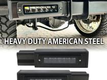 2017-Current Ford F250-F450 Super Duty Hitch Bar Reverse 7in LED Flood Lighting Heavy Duty Bolt-On Blacked Out Kit with Heated Lens and Single End Light Cap