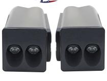 2017-Current Ford F250-F450 Super Duty Hitch Bar Reverse 7in LED Flood Lighting Heavy Duty Bolt-On Blacked Out Kit with Heated Lens and Single End Light Cap