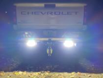 2020-Current Chevy GMC 2500 3500 Hitch Bar Reverse 7in LED Flood Lighting Heavy Duty Bolt-On Blacked Out Kit with Heated Lens and Dual End Light Cap