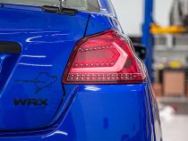 OLM Evolution Tail Lights Clear Lens Red Base White Bar 15+ WRX STI
