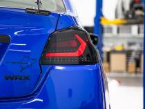 OLM Evolution Tail Lights Smoked Lens Black Base White Bar 15+ WRX STI