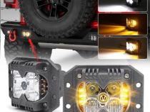 40-Watt LED Auxiliary Flush Mount Light with Amber Side Strobe HD Series with Amber Fog Cutting Lens Pair Race Sport Lighting