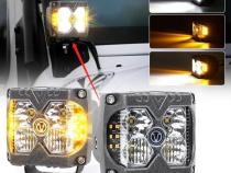 40-Watt LED Auxiliary Cube Light with Amber Side Strobe HD Series with Amber Fog Cutting Lens Pair Race Sport Lighting