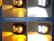 40-Watt LED Auxiliary Cube Light with Amber Side Strobe HD Series with Amber Fog Cutting Lens Pair Race Sport Lighting