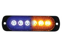 Amber/Blue Switching 6-LED Ultra Slim Flush Mount 19-Flash Pattern Marker Strobe Light