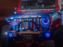 9in LED Headlights &amp;amp; 4in Fog Light RGBW Chasing Combo Kit For 2018+ Jeep JL And JT Race Sport Lighting