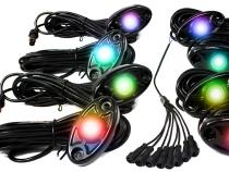 8-LED Glow Pod Black Kit Smartphone Controlled with Brain Box IP68 12V with All Hardware ColorSMART Race Sport Lighting