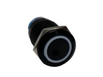 12V 19mm Momentary Function Pre-Wired Switch with White LED and Black Flush Mount Finish Race Sport Lighting