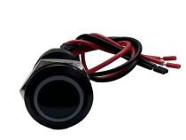 12V 19mm Momentary Function Pre-Wired Switch with White LED and Black Flush Mount Finish Race Sport Lighting